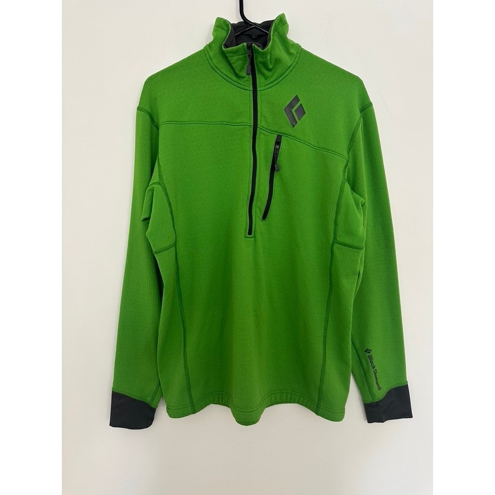 Black Diamond Mens CoEfficient Polartec Grid Fleece 1/4 Zip Pullover Green Large